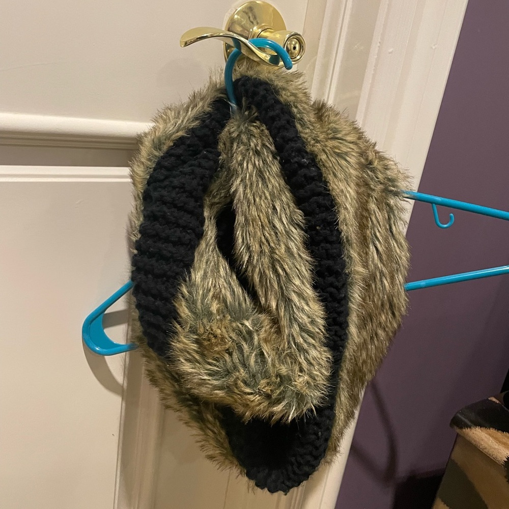 Faux Fur and Knit Infinity Scarf